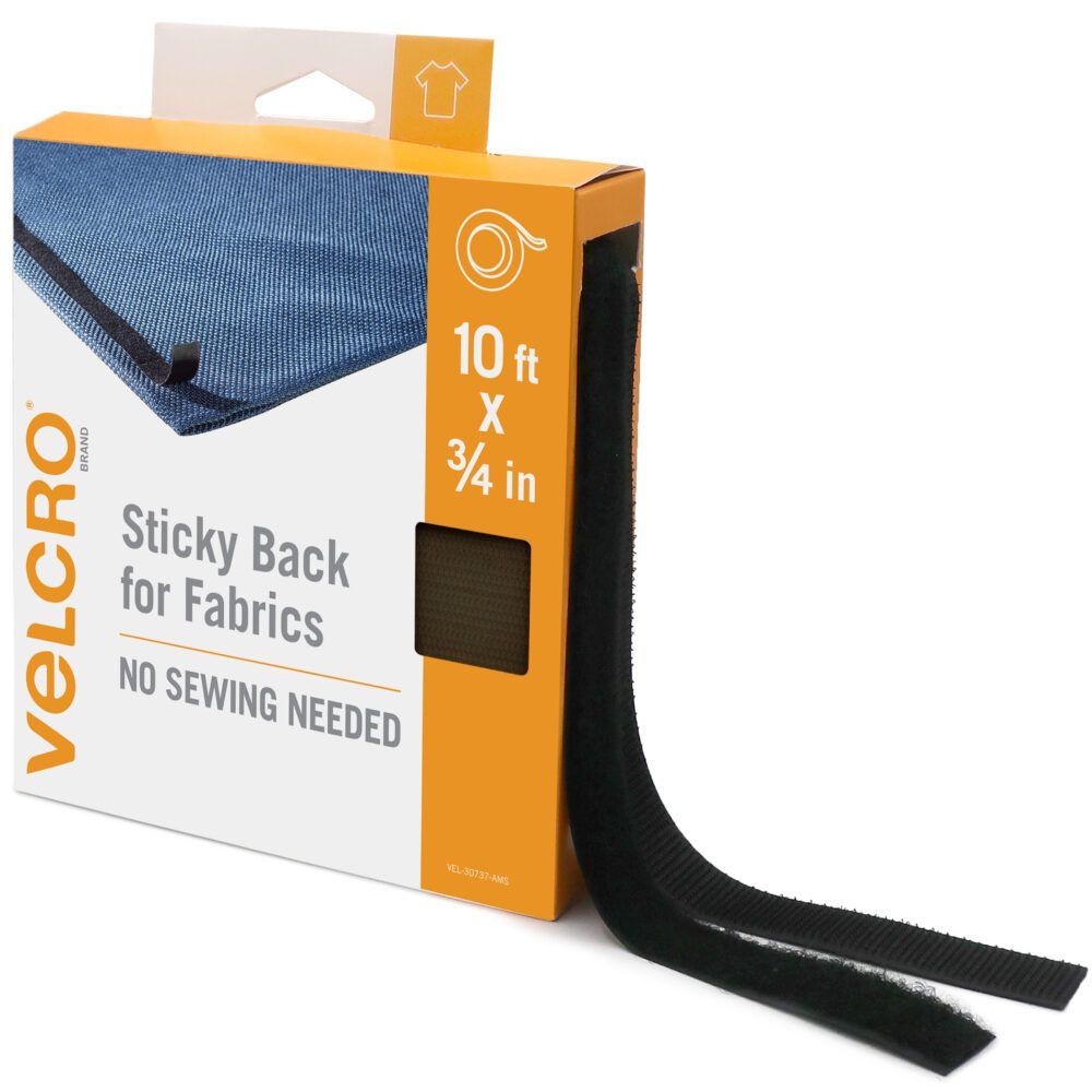 Black VELCRO® Brand Sticky Back for Fabrics Roll of Tape