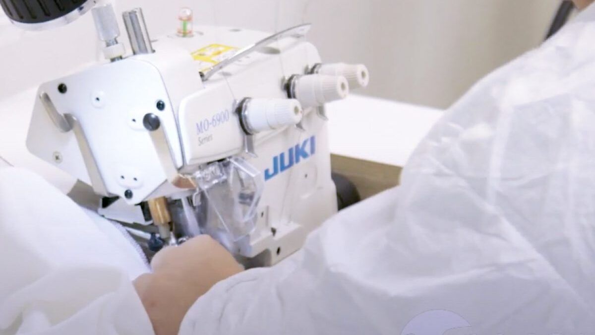 Juki sewing machine creating custom medical solutions at Velcro Companies.