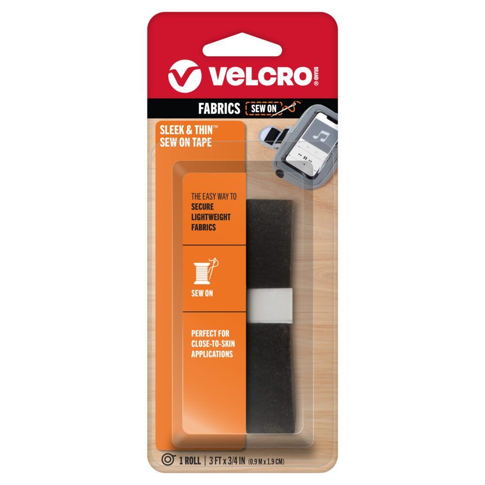 Black 3ft x 3/4in VELCRO® Brand Sleek & Thin™ Sew On Tape.