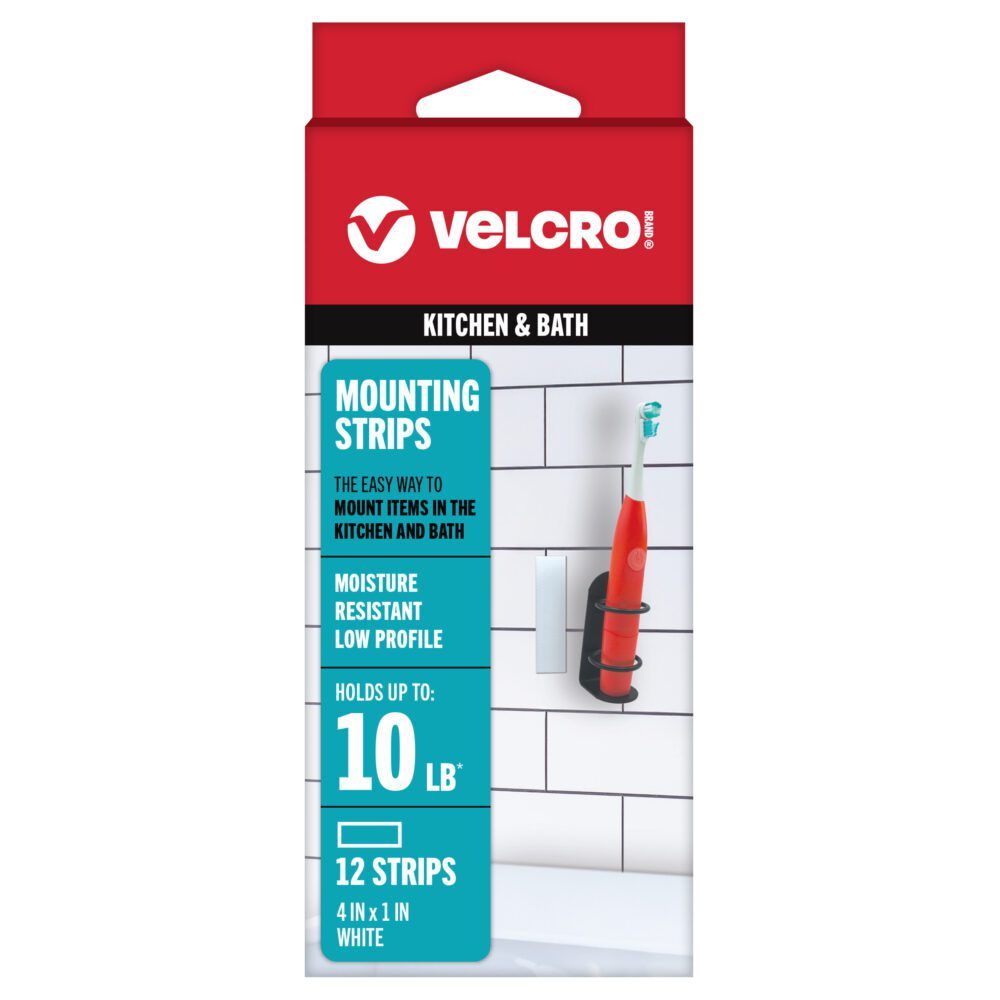 White VELCRO® Brand Kitchen & Bath Mounting Strips - 4in x 1in