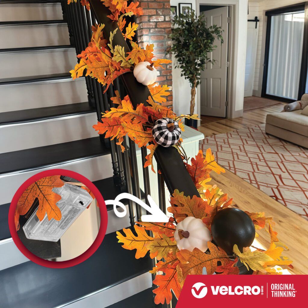 stairs with fall garland