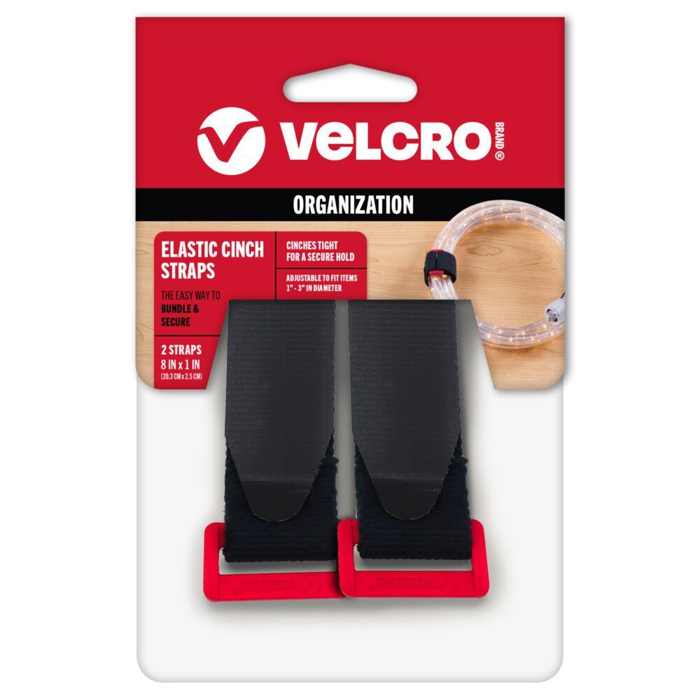 8IN X 1IN VELCRO® Brand Elastic Cinch Straps for easy organization