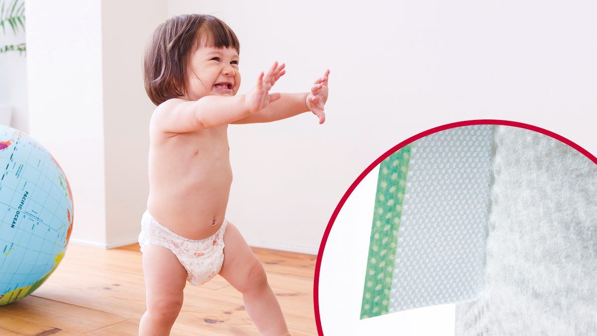 Toddler diapers with VELCRO® Brand soft fasteners