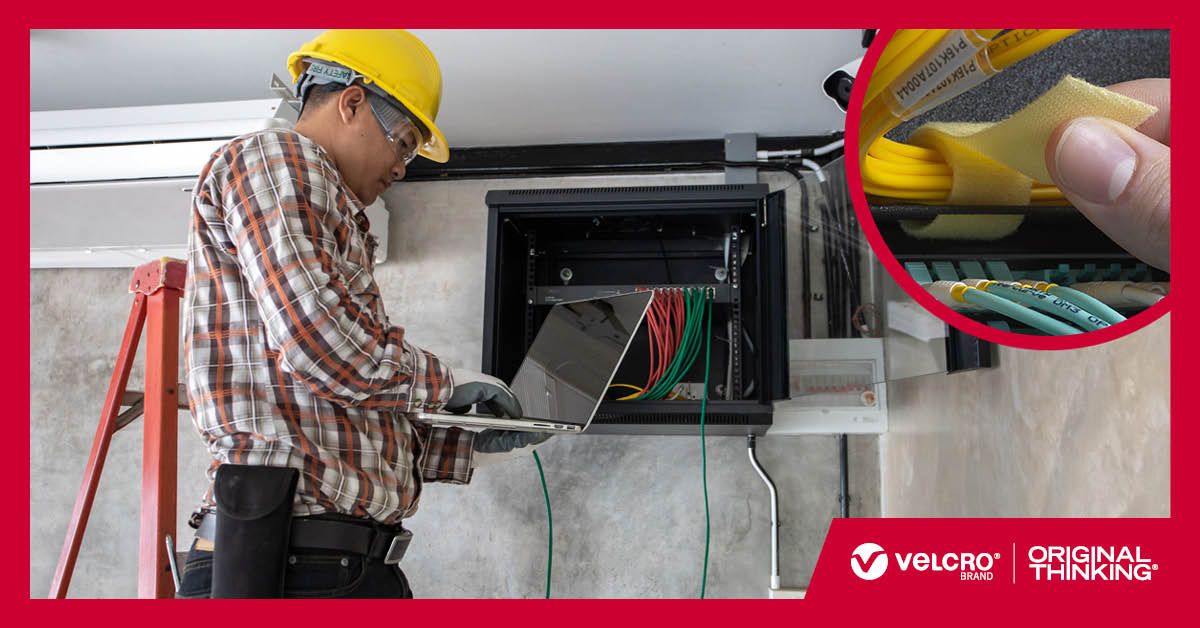 Contractor working on cable installation