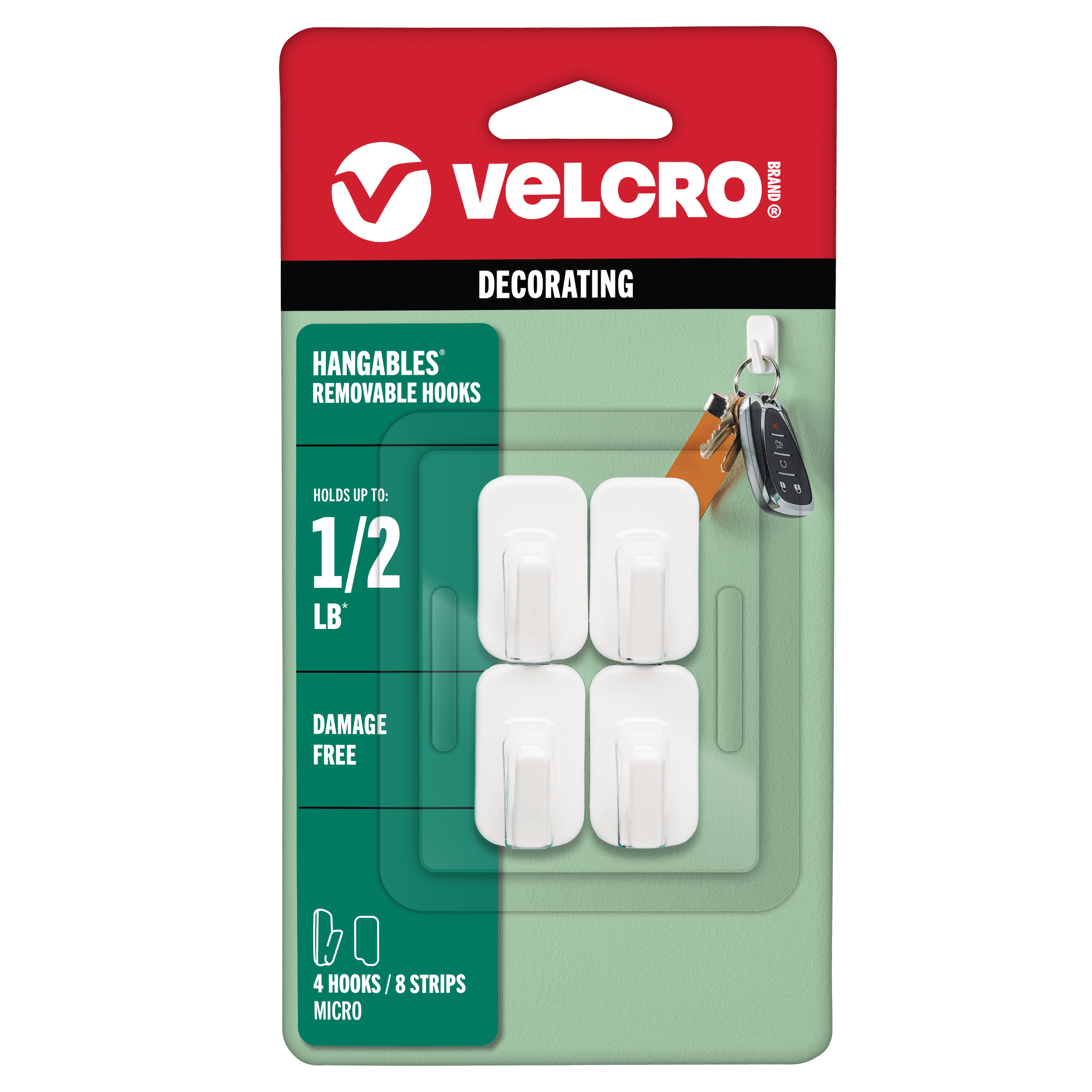White VELCRO® Brand HANGables® Removable Micro Hook white 4 ct - holds 1/2 lbs.