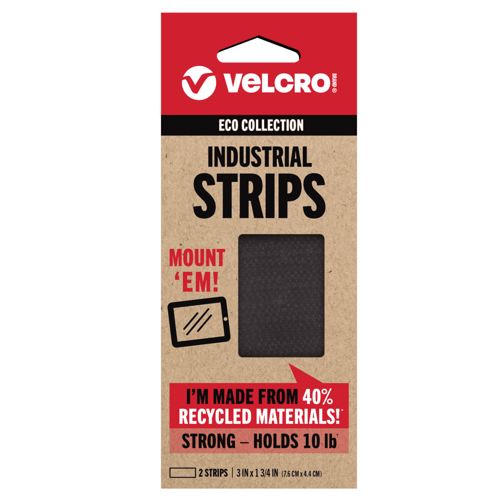 Black VELCRO® Brand ECO Collection Industrial Strength Strips for heavy duty mounting