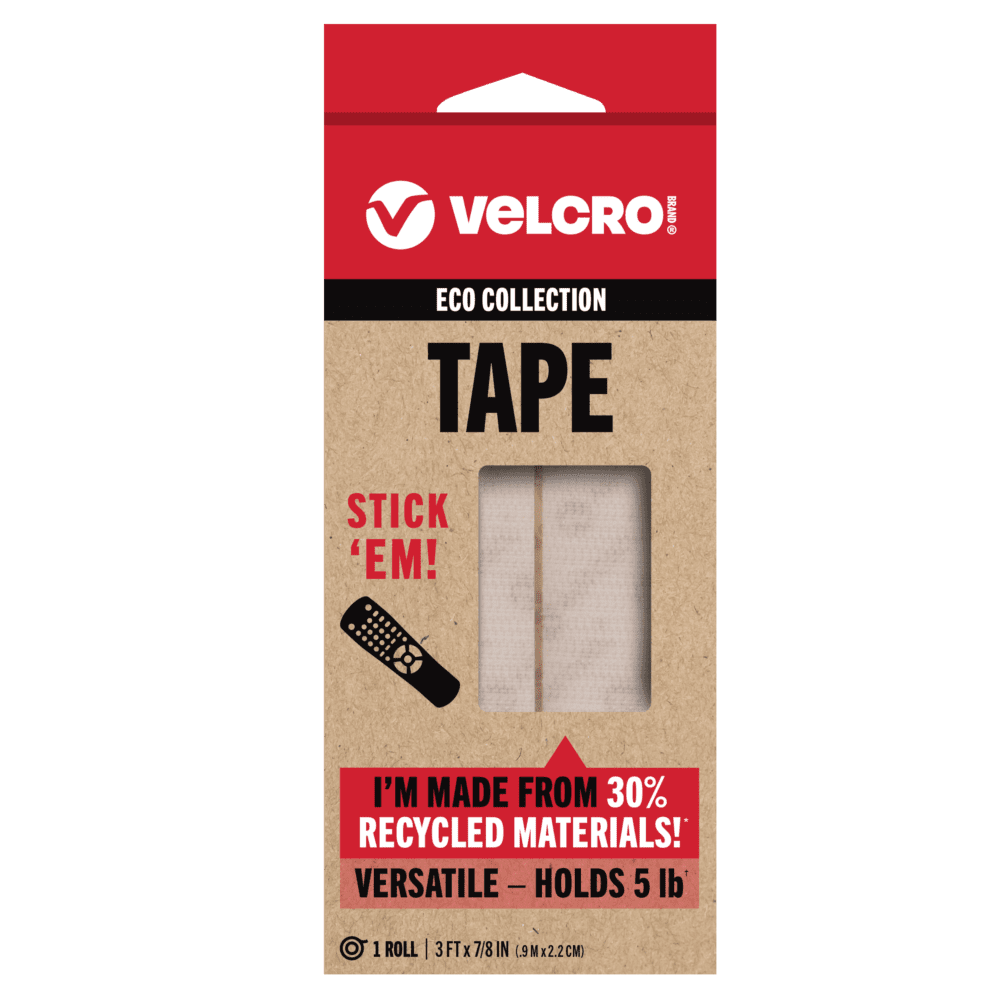 VELCRO® Brand ECO Collection Tape for general purpose mounting and organizing - holds up to 5 lbs.
