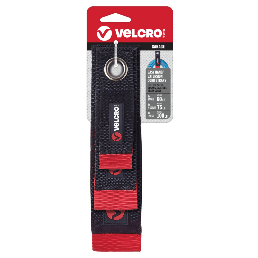 VELCRO® Brand Cord Straps for hanging electrical cables in the garage and outside.