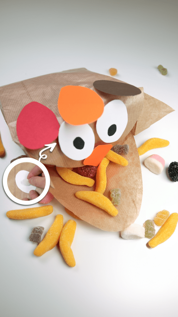 paper bag goodie bag craft for thanksgiving filled with candy