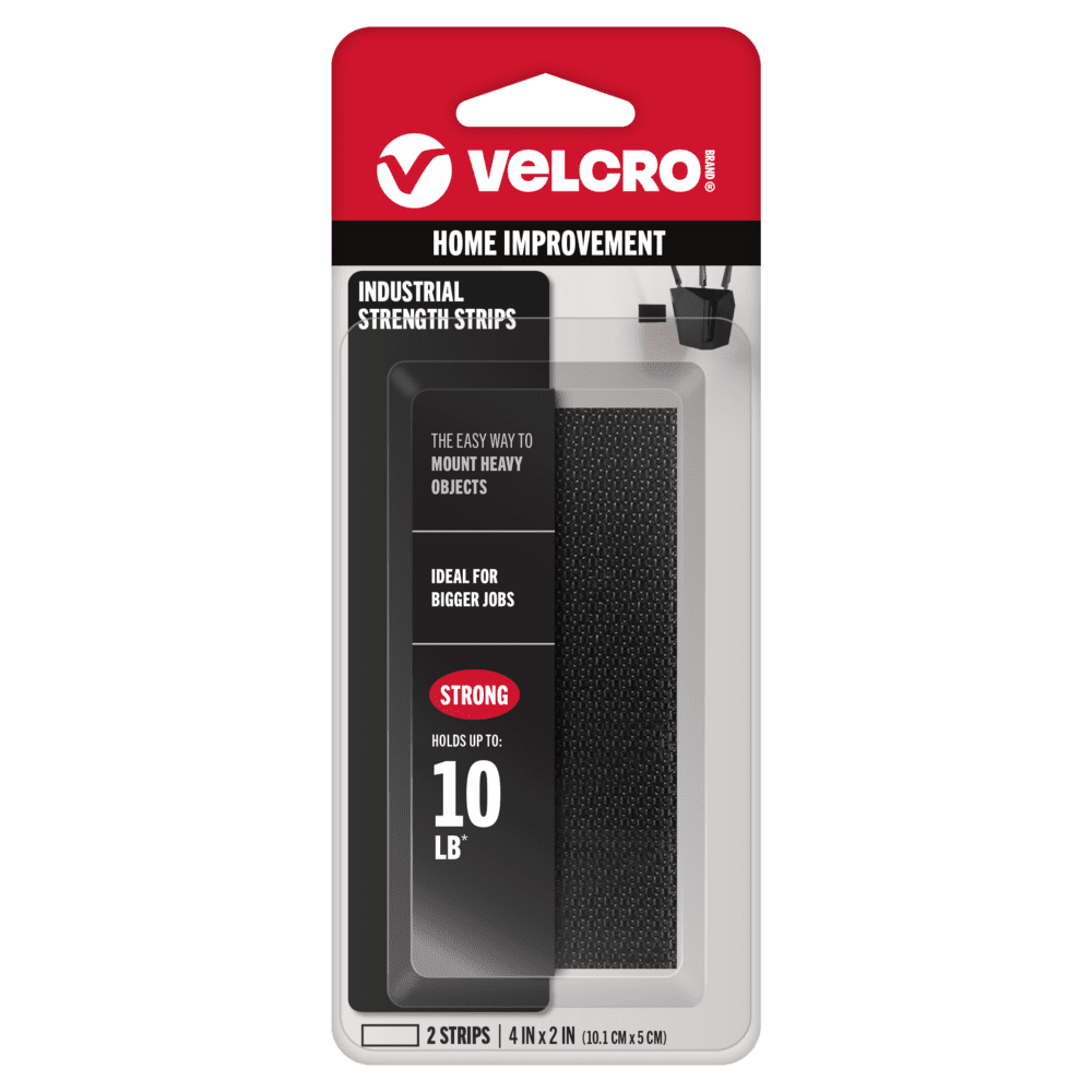 Front of Industrial Strength Velcro Brand Strips package