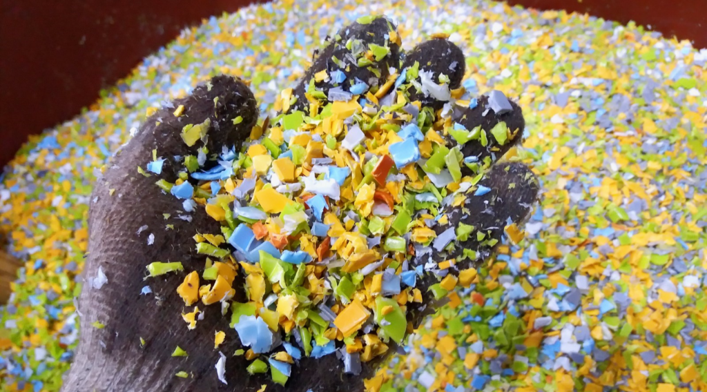 multicolor scraps of plastic