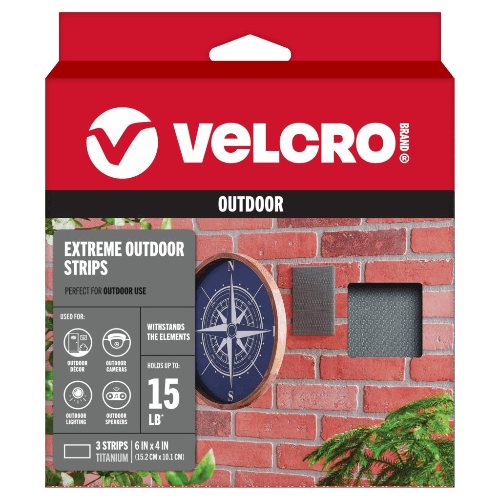 Titanium VELCRO® Brand Extreme Outdoor 6in x 4in Strips - 3 ct