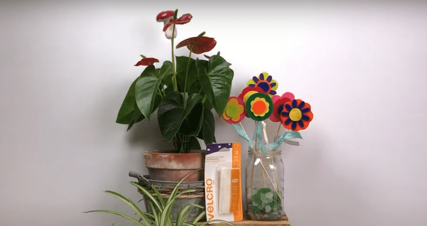 DIY felt bouquet in a jar made with VELCRO® Brand fabric tape.